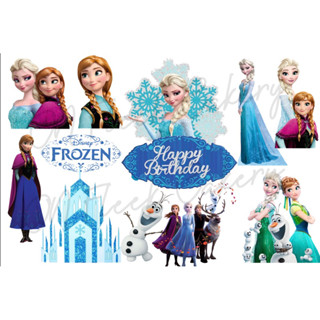 ป้ายปักเค้ก Frozen เอลซ่า ป้ายปักคัพเค้ก ป้ายวันเกิด