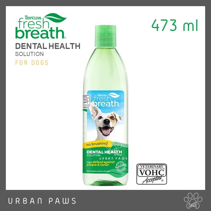Tropiclean - Dental Health Solution for Dogs ผลิตภัณฑ์ผสมน้ำดื่ม ช่วยดูแลช่องปาก สำหรับสุนัข 473 ml