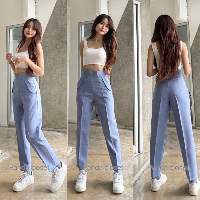 new collection PD26 กางเกง8ส่วนขากระบอกเล็กแต่งขอบกระเป๋าข้าง พร้อมส่ง ราคา ถูกที่สุด ดีลบีเคเค แกลเลอรีภาพที่ 5