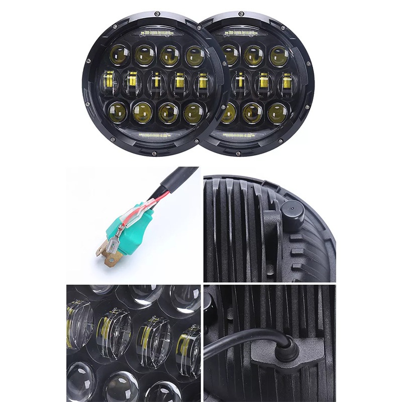 7 นิ้ว 13 ลูกปัดไฟหน้ารถ LED, รถจักรยานยนต์ฮาร์เลย์รถออฟโรด, ไฟดัดแปลง, อุปกรณ์เสริม ราคา ถูกที่สุด ดีลบีเคเค แกลเลอรีภาพที่ 2