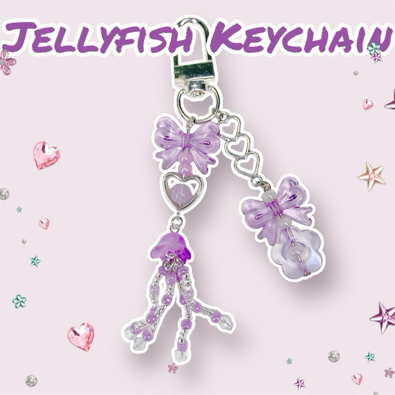 🪸พวงกุญแจลูกปัดแมงกระพรุน Jellyfish keychain สุดคิ้วท์ งาน Handmade