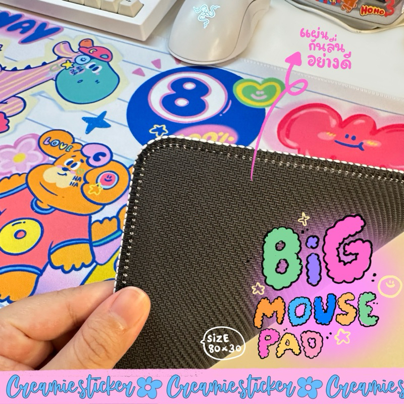 Big mouse pad | Happy day แผ่นรองเม้าส์ลายน่ารัก สีสวยแต่งโต๊ะน่ารักมาก - รูปที่ 2