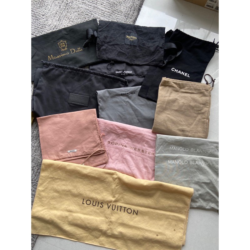 ส่งต่อถุงผ้ากันฝุ่น ถุงรองเท้า ถุงผ้ากระเป๋า ถุงผ้าแบรนด์เนม ของแท้ chanel LV balenciaga bottega sai