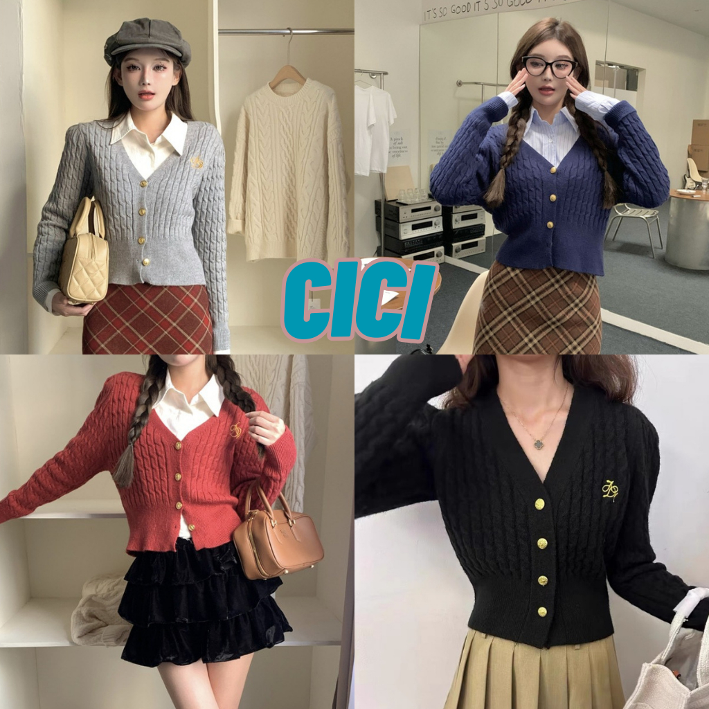 Cici(NO.Z13339)เสื้อแขนยาวไหมพรมสีพื้น ทรงสวย ลูกคุณมาก ใกล้หน้าหนาวแล้วควรมี