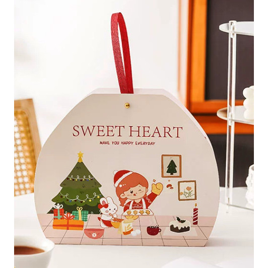 กล่องขนม กล่องคริสต์มาส Chritmas 6ช่อง หูหิ้ว sweet heart (CT41)