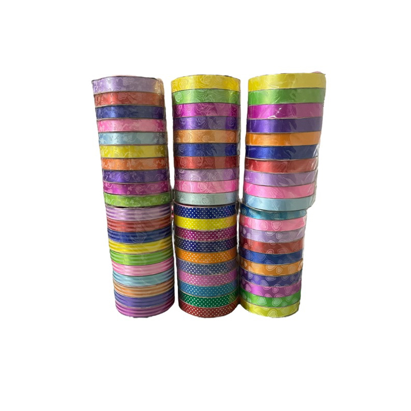 (10ม้วน) ริบบิ้นห่อของขวัญ ริบบิ้นเหรียญโปรยทาน ริบบิ้นระฆัง