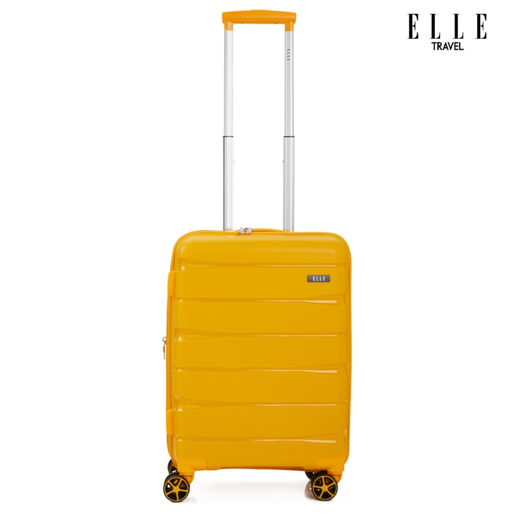 ELLE Travel Samson Collection, 100% PP (Polypropylene). Cabin Size 20" Luggage, Double Coil Secure Zipper, Expandable,