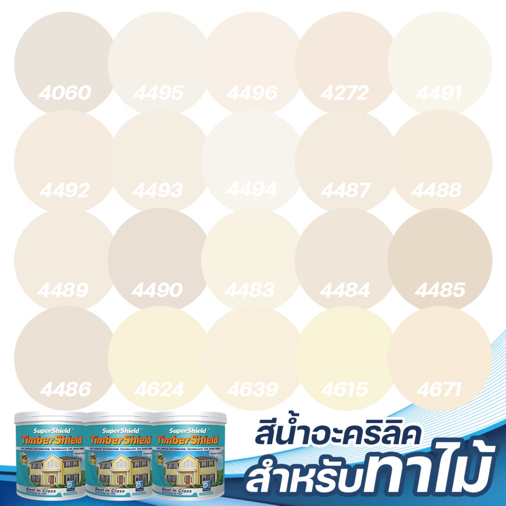 TOA ซุปเปอร์ชิลด์ ทิมเบอร์ชิลด์ ชนิดเนียน สีครีม (1ลิตร) สีทาผนังไม้ ผนังไม้ สีทาไม้ สีทาไม้เทียม สีทาบ้าน
