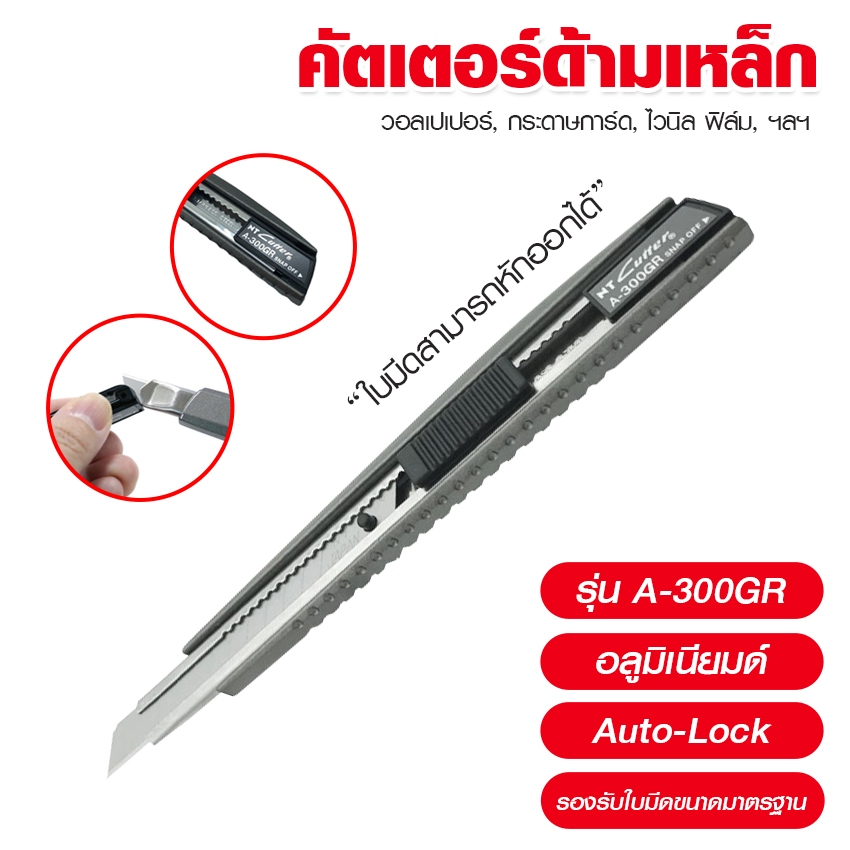 Systano (ส่งจากไทย) คัตเตอร์ด้ามเหล็ก คัตเตอร์สีดำ Cutter ใบมีด 9mm No.Y1812