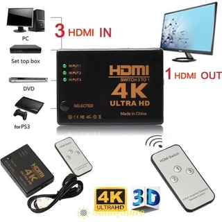 4K 3 in 1 Ports Full HD Remote 1080P 3D HDMI Switch Selector 3 In 1 Out Splitter 4k 2k