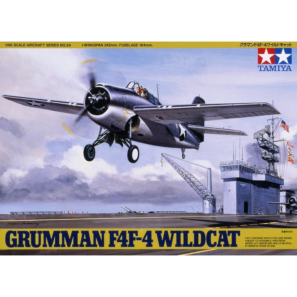 New TAMIYA 61034 ชุดประกอบจำลองมาตราส่วน 1:48 GRUMMAN F4F-4 WILDCAT ต้องไปสร้างและทำสีเอง