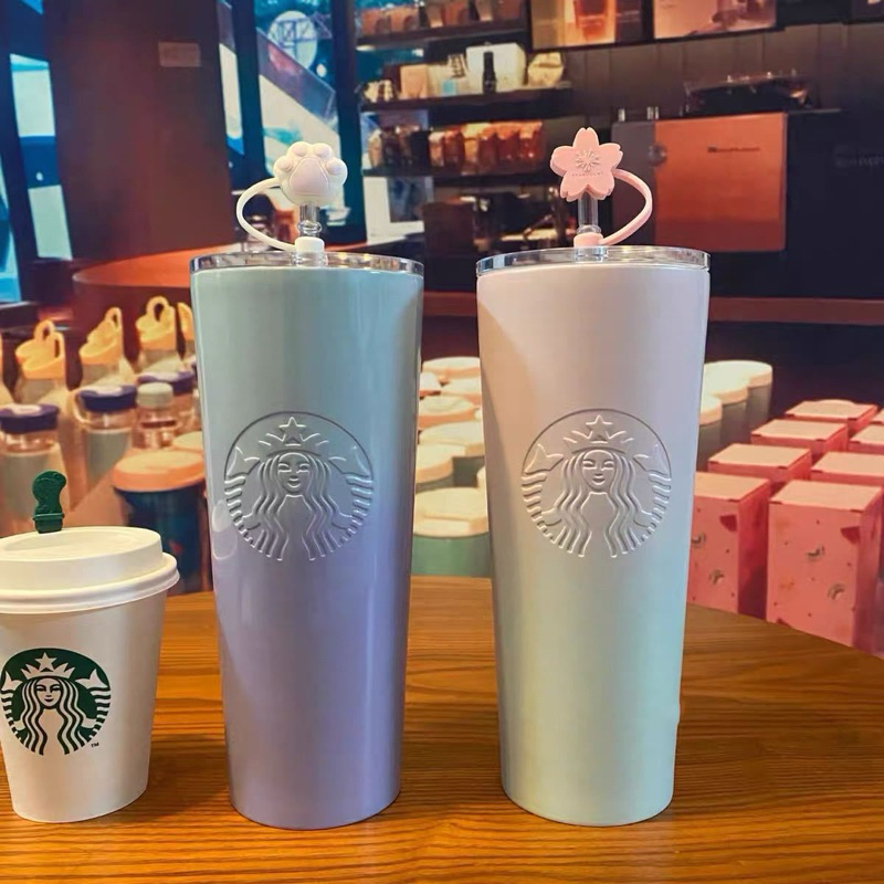 ( สินค้าพร้อมส่งจากไทย ) Starbucks แก้วน้ำ หลอดดูดน้ําสเตนเลส แบบพกพา ขนาดใหญ่ จุของได้เยอะ ไล่โทนสี สีพาสเทล