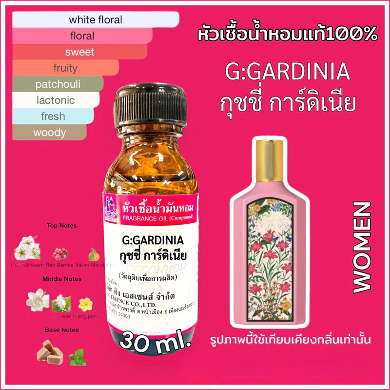 หัวเชื้อน้ำหอม 100% กลิ่น กุชชี่ การ์ดิเนีย GARDINIA 30ml.