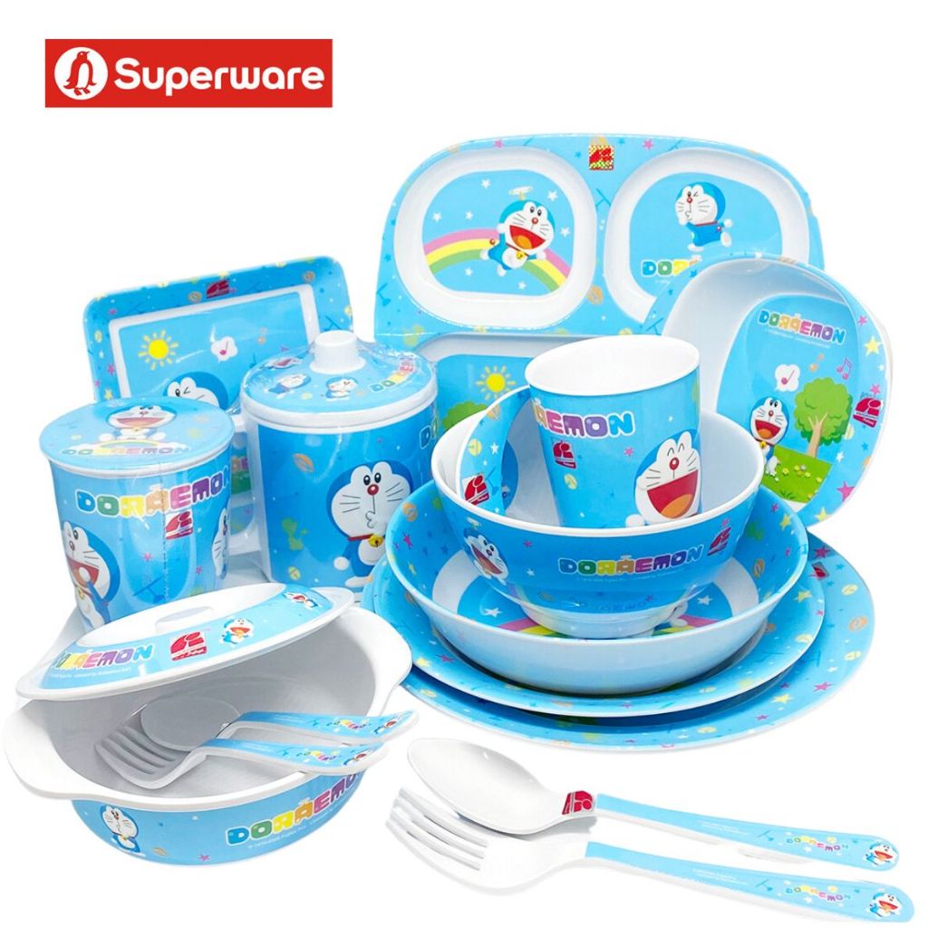 โดเรม่อน เชียร์ฟูล จานชามเมลามีน แก้วน้ำ ช้อนส้อม ลายการ์ตูน DORAEMON ศรีไทยซุปเปอร์แวร์ Superware [ ขายเป็นชิ้น ]