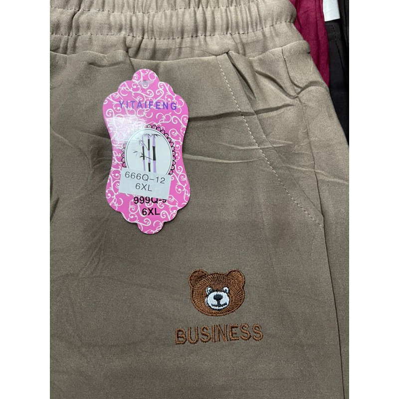 กางเกงขาสั้นผ้ายืดเกาหลีลายปักหมีเนื้อผ้ายืดตามตัวใส่สบายเอวมีเชือกผูกใช้งานได้จริงกระเป๋า2ข้าง - รูปที่ 7