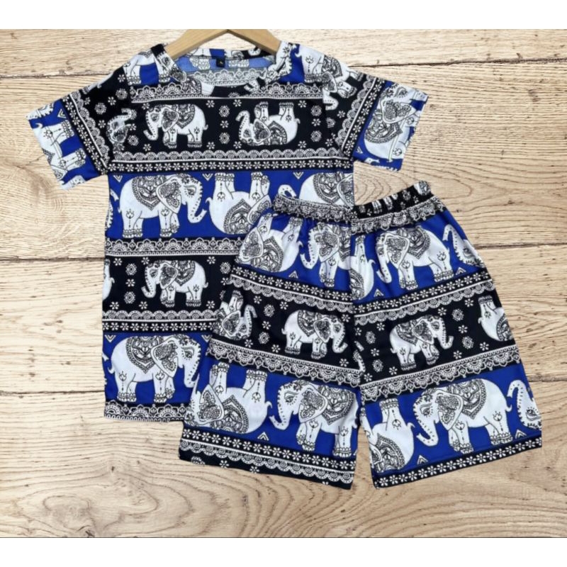 ชุดเด็กผ้ายืดไมโครเนื้อนิ่ม ลายช้าง M L Xl Xxl