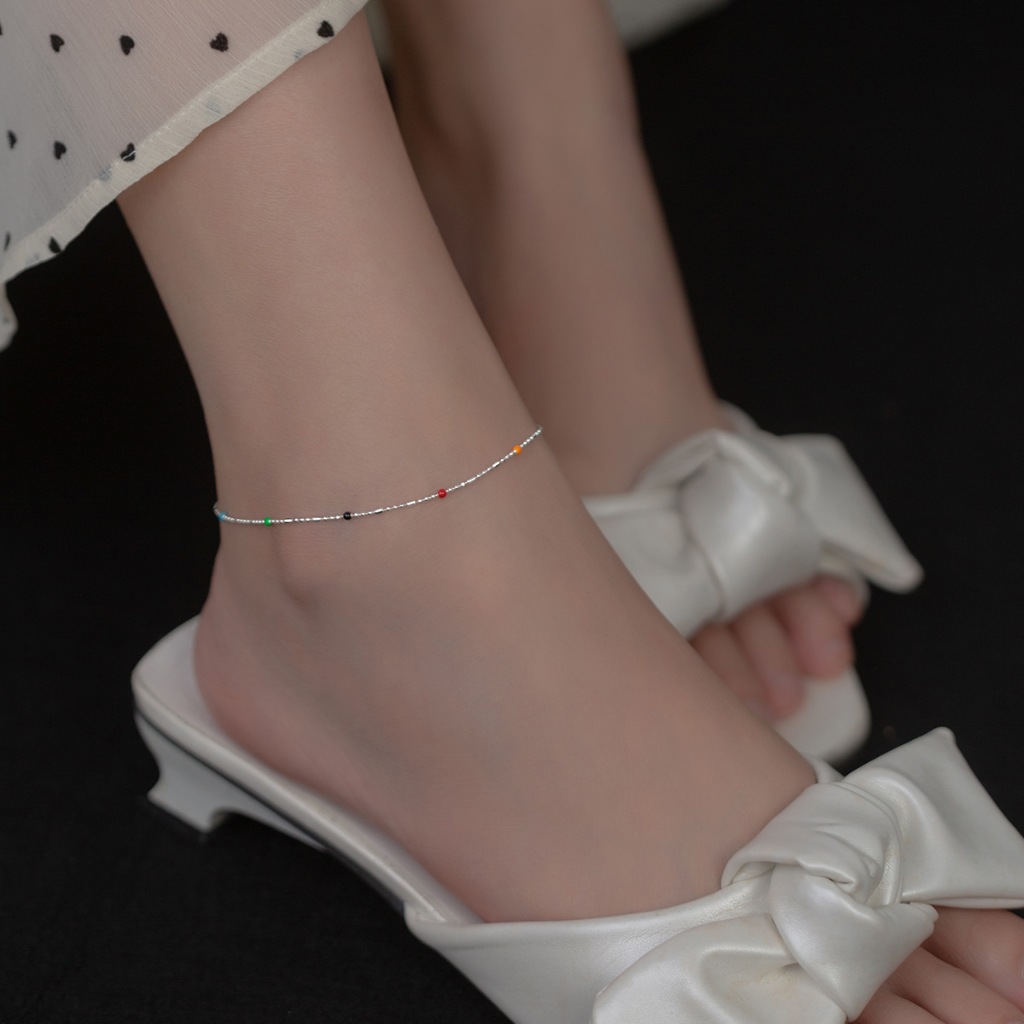 earika.earrings - candy beads anklet สร้อยข้อเท้าจี้ลูกปัด เงินแท้ เหมาะสำหรับคนแพ้ง่าย - รูปที่ 4