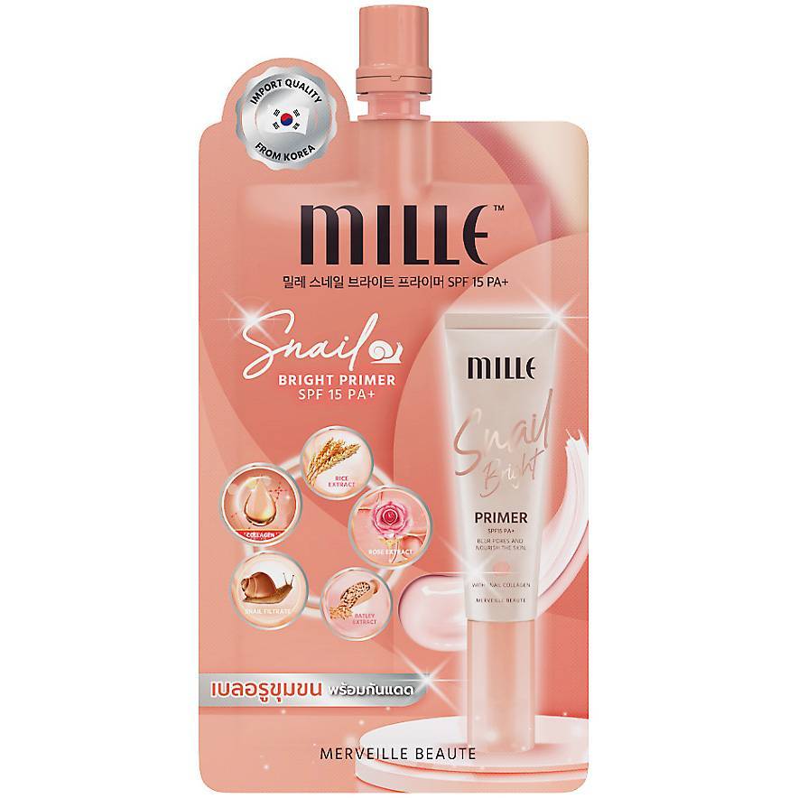 ใหม่ !! MILLE ไพรเมอร์คอลลาเจน SNAIL BRIGHT PRIMER 6G.