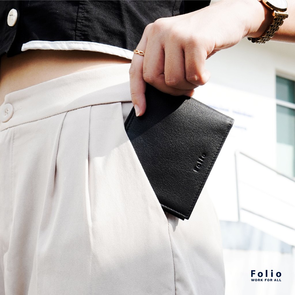 FOLIO รุ่น Bliss Slim Wallet กระเป๋าสตางค์ ผลิตจากหนังแท้ หนังนิ่ม ปั๊มชื่อฟรี-10312