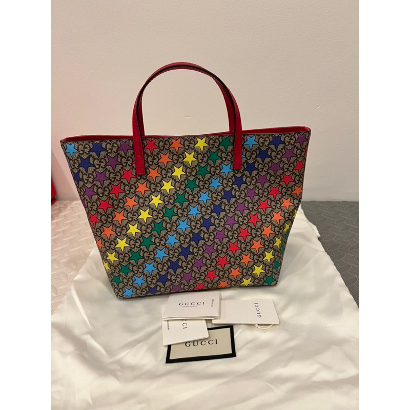 ของใหม่ gucci tote kids rainbow star ลายดาวรุ้ง