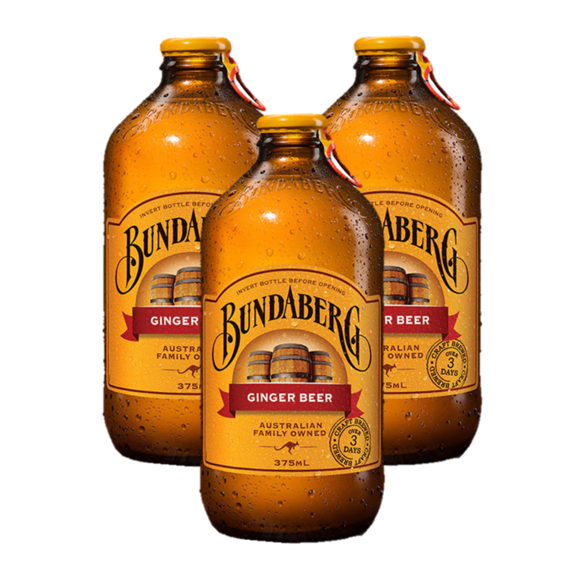 BUNDABERG CARBONATED GINGER BEER บันดาเบิร์ก จินเจอร์ น้ำขิง อัดก๊าซ 375ml. (3ขวด)