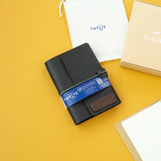 สลักชื่อฟรี HILMYNA Twelve Notebook BM2(NIGHT)สมุดบันทึกปกหนังเปลี่ยนกระดาษได้ A6 ดีไซน์สายรัดยางยืด