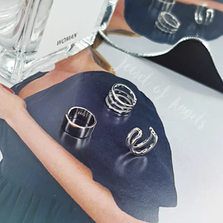 ต่างหูหนีบ Ear Cuff รุ่น Energy เงินแท้S925 ต่างหูคลิปหนีบแฉก 3แบบ สีเงิน Silver925