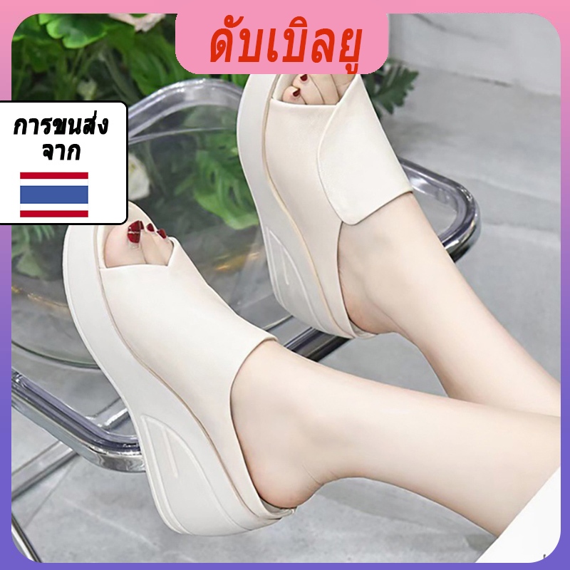 （จัดส่งจากประเทศไทย） รองเท้าแตะ หนังนิ่ม สวมใส่สบาย แฟชั่นสําหรับผู้หญิง