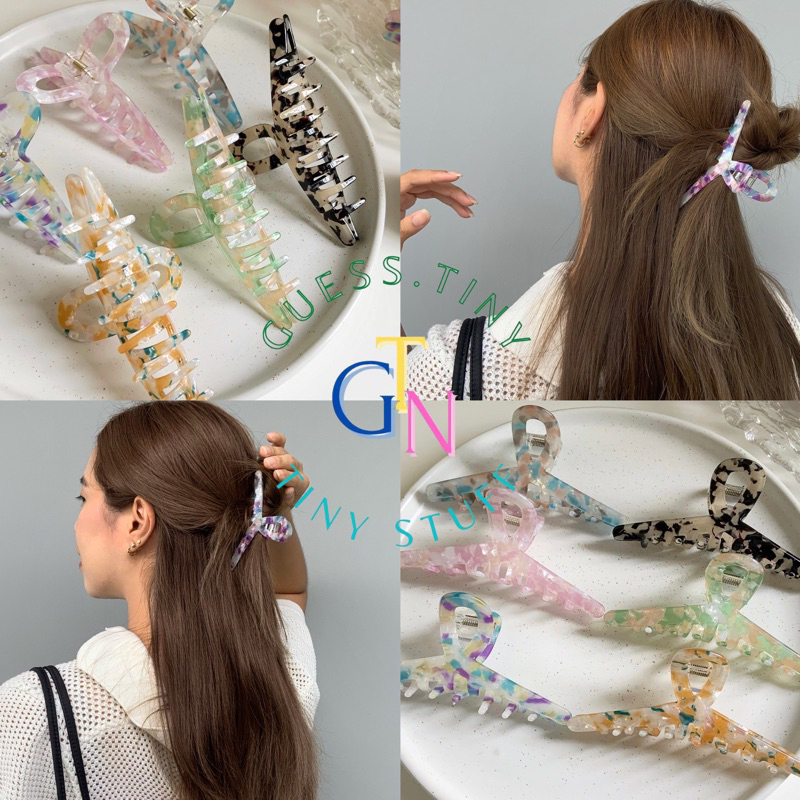 🥨 พร้อมส่งจากไทย ✨ กิ๊บหนีบผม 6/8 ซม. 🍒 🤎🥫🍝 Spaghetti hair claw 🤍🍝🥫