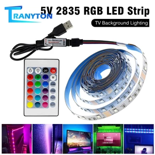 ีไฟเส้น USB 5V LED RGB 2835 ไฟแต่งห้อง ไฟติดห้อง ไฟตกแต่งห้อง เปลี่ยนฟรี รีโมท24key มีหลายขนาดให้เลือก ติดตั้งหลังทีวี
