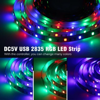 ีไฟเส้น USB 5V LED RGB 2835 ไฟแต่งห้อง ไฟติดห้อง ไฟตกแต่งห้อง เปลี่ยนฟรี รีโมท24key มีหลายขนาดให้เลือก ติดตั้งหลังทีวี