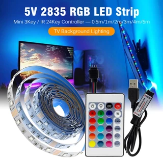 ีไฟเส้น USB 5V LED RGB 2835 ไฟแต่งห้อง ไฟติดห้อง ไฟตกแต่งห้อง เปลี่ยนฟรี รีโมท24key มีหลายขนาดให้เลือก ติดตั้งหลังทีวี
