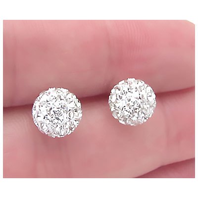 [พร้อมส่ง] Crystal crystal Ball stud Earring disco ball silver stud Earring ต่างหูเงินแท้ 925 ใส่แล้