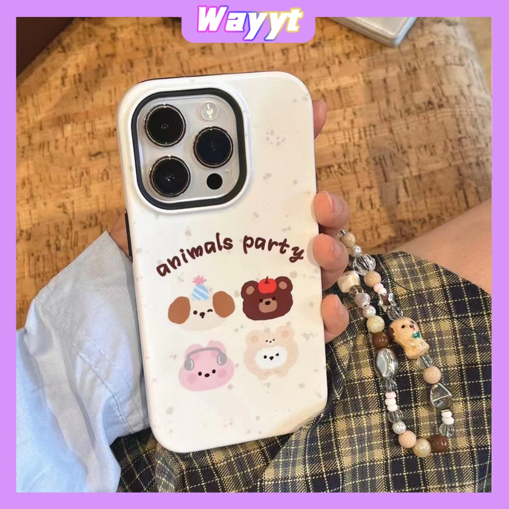 จัดส่ง24ชม for เคสไอโฟน 15 Pro Max 14 13 12 11 พกง่ายๆ case iPhone 11 น่ารัก การ์ตูน สัตว์ สองชั้น การป้องกันการตก case
