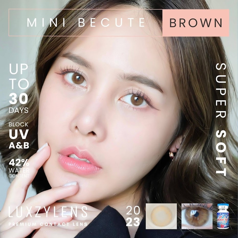 🔥 คอนแทคเลนส์ ✨ขนาดมินิ ✨Brown✨Mini Be Cute (Luxzylens)