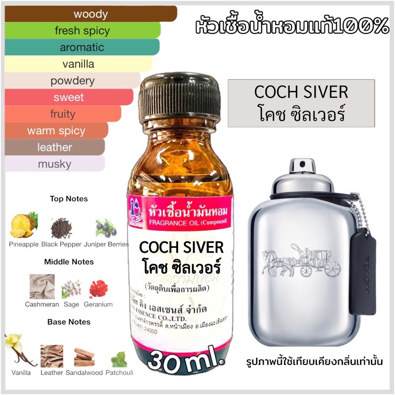 หัวเชื้อน้ำหอม100% กลิ่นโคสชิลเวอร์ COCH SIVER 30ml.