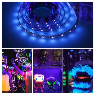 มาใหม่ ไฟUSB 5V ไฟเส้น UV Led ความยืดหยุ่นสูง รังสีอัลตร้าไวโอเลต สีฟ้า สําหรับDJ เรืองแสง ขนาด 0.5 - 2 เมตร