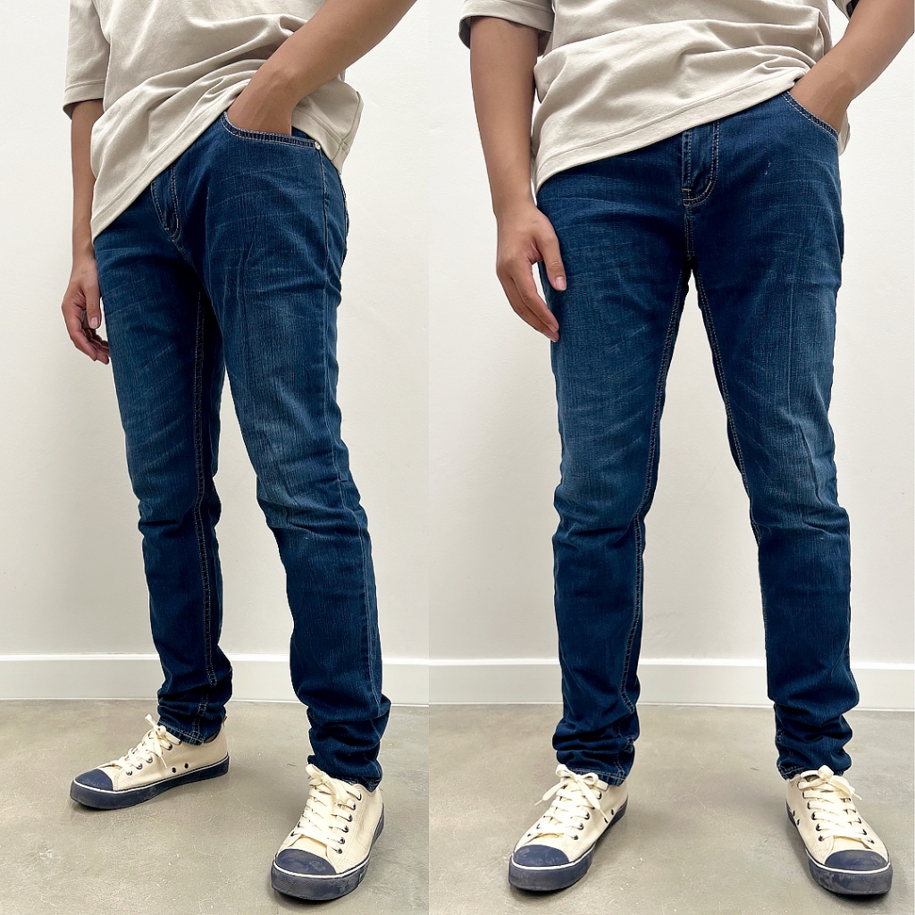 Henry Como SKINNY Blue กางเกงขายาวผู้ชายทรงซุปเปอร์สกินนี่