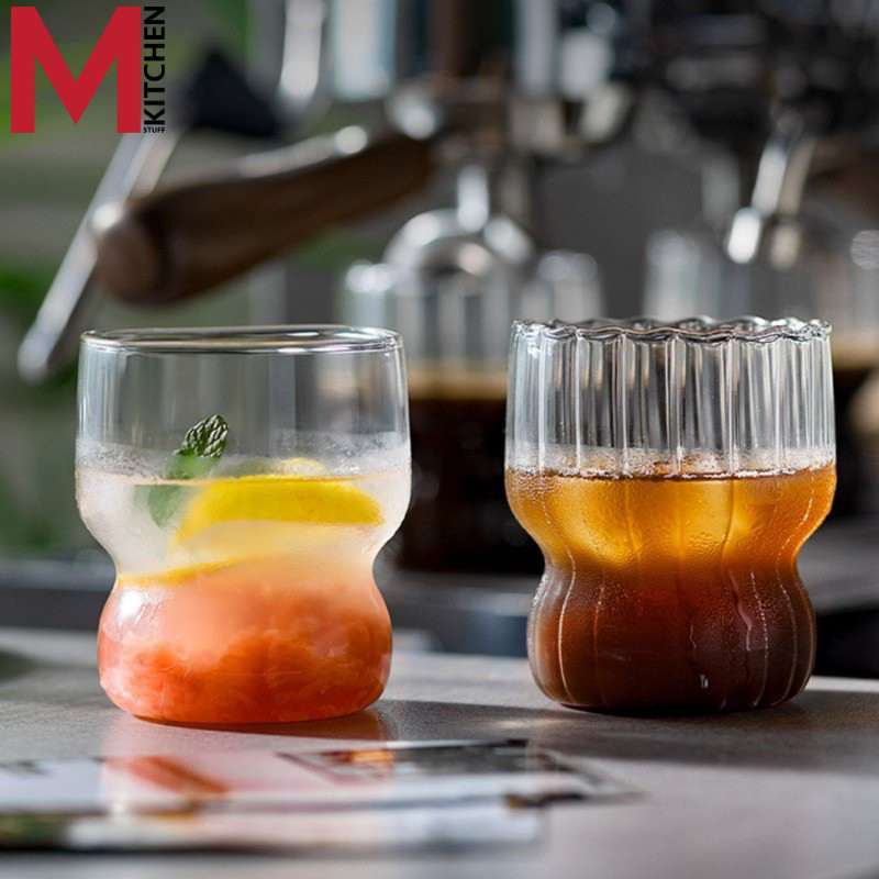M KITCHEN 16001-3 แก้วน้ำ แก้วกาแฟ ทรงเหลี่ยม ใช้ในคาเฟ่ ขนาด 300 ml (A0)