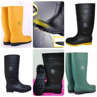 รองเท้าบูท หัวนิ่ม หัวเหล็ก พื้นเหล็ก กันลื่นกันของแหลม มีหล…