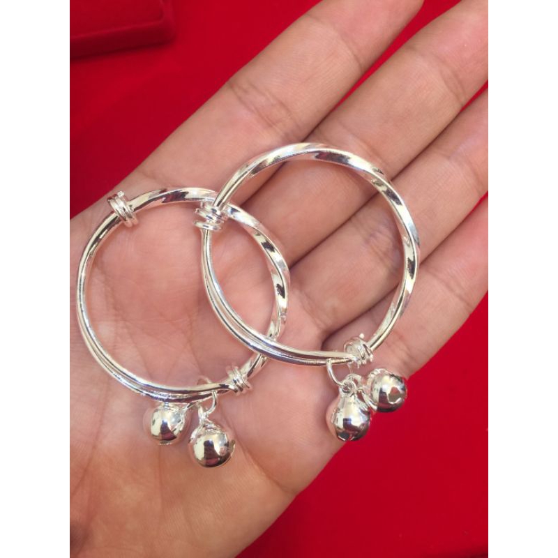 กำไลข้อเท้าเด็ก หุ้มเงิน   92.5% ไม่ลอก ไม่ดำ ไม่แพ้ ไม่คัน งานช่างทองเยาวราช พรีเมี่ยม