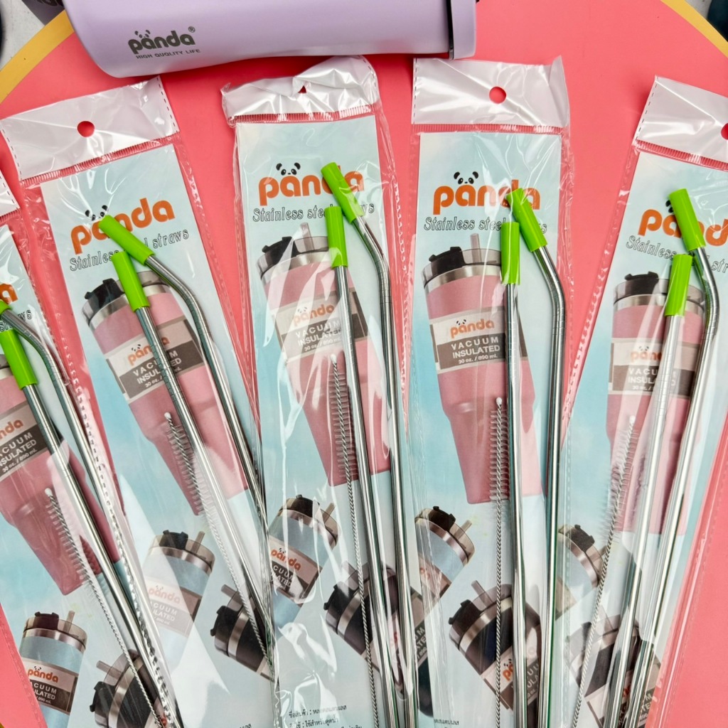 จะยาวเพียงพอ  30cm（พร้อมซิลิโคนห่อหุ้ม）หลอดสแตนเลส หลอดตรง+งอ พร้อมแปรงทำความสะอาด