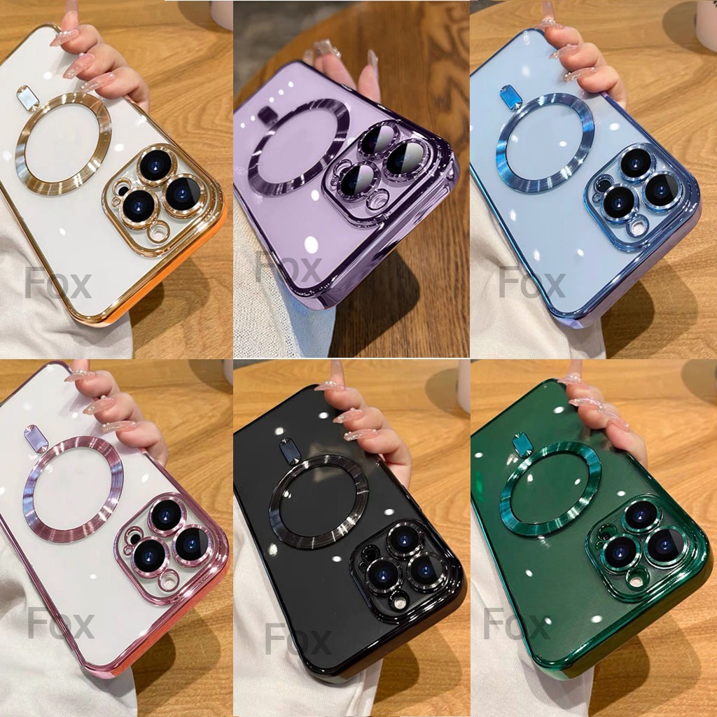 เคสนิ่มชาร์จได้ รุ่น 17 พร้อมเลนส์กล้อง สำหรับ iP้hone 14 14Pro 14Promax 14Plus 15 15Pro 15Promax 15Plus เคสขอบเงา 006