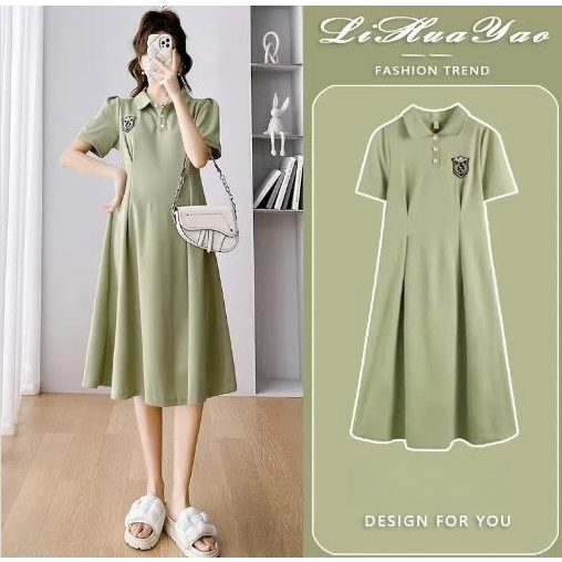 5XLเดรสสั้นแขนสั้น เดรสคอปกโปโล สไตล์ฝรั่งเศส เสื้อผ้าสาวอ้วน เสื้อผ้าแฟชั่นผู้หญิง