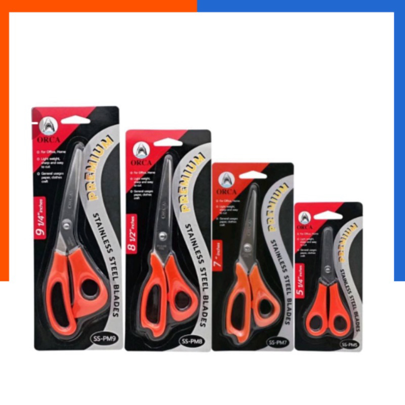 กรรไกร ORCA กรรไกรสแตนเลส ออร์ก้า ขนาด 5 1/4นิ้ว,6 นิ้ว, 7นิ้ว, 8 1/2นิ้ว, 9 1/4นิ้ว, 10 นิ้ว SS-PM 