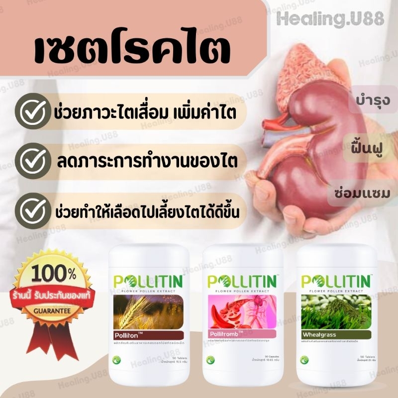 🛡️เซตไต3️⃣❤️ฟื้นฟูซ่อมแซมบำรุงไต ไตเสื่อม ไตวาย ฟอกไต เพิ่มค่าไต โรคไต นิ่วในไต พอ​ลลิ​ติน​ pollitin​ พอลลิตินของแท้