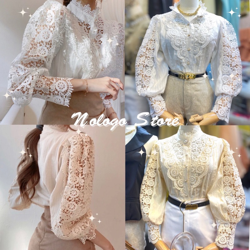 ✨พร้อมส่ง✨เสื้อลูกไม้แต่งฉลุลายสวยให้ลุคสายเกา เสื้อลูกไม้ออกงานใส่กับผ้าถุง #014