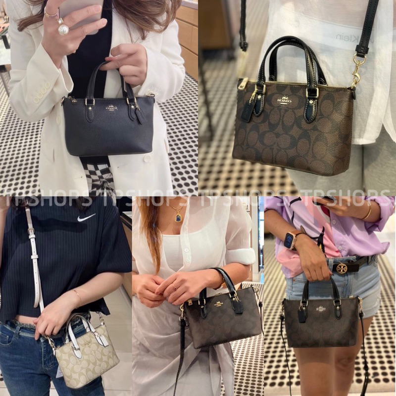 หนังแท้ผสม💯% ใหม่ล่าสุด ✨ mini Gallery กระเป๋าสะพายไหล่สตรีกระเป๋าถือโค้ช ทรงพัด ขนาดเล็กคลาสสิก  รหัส 7879