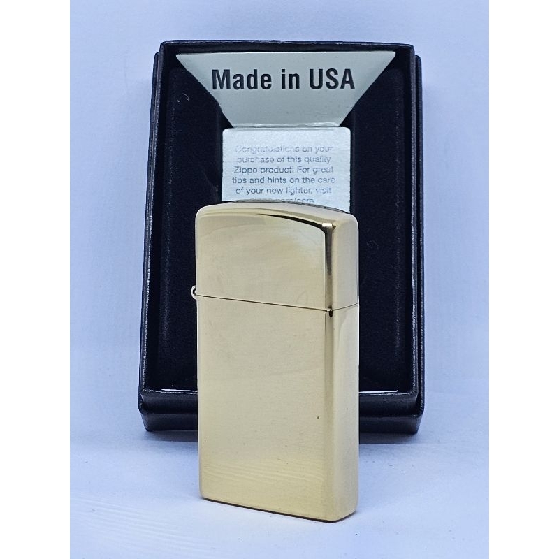 ไฟแช็กซิปโป้ ตัวเล็ก #1654 Zippo Slim Brass. HighPolish Chrome