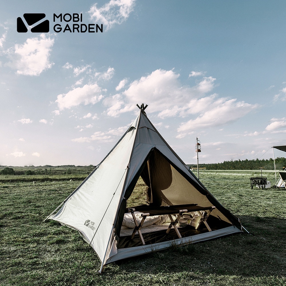 Mobi GARDEN เต็นท์ผ้าใบ ผ้าฝ้าย กันน้ํา สําหรับครอบครัว 2-3 คน TWILIGHT SERIES TEPEE